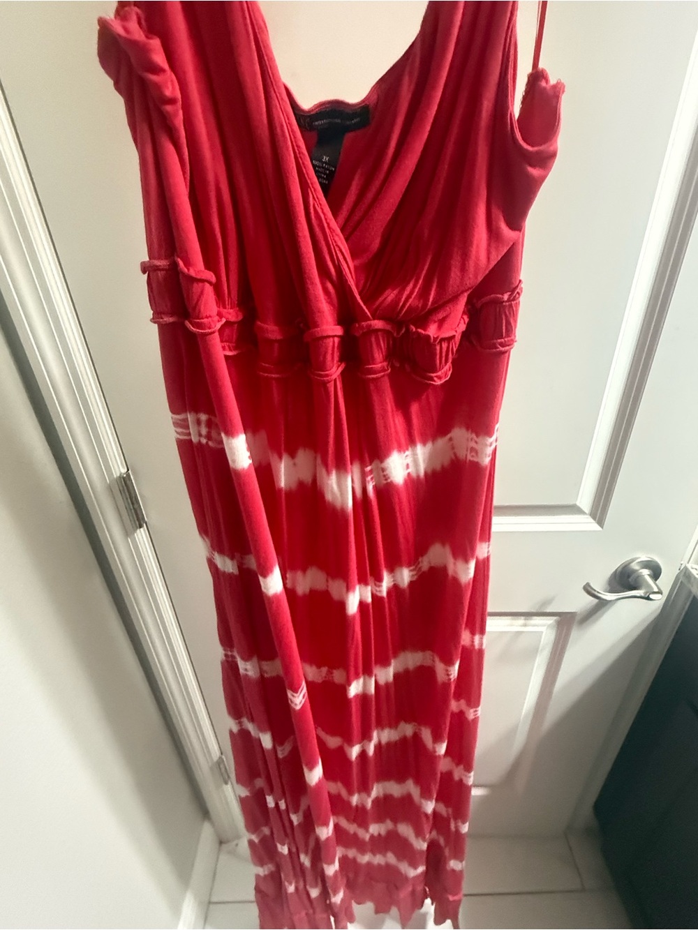 INC International Concepts Red and White Tie-Dye Maxi Dress